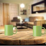 Bellatio Design Koffie mokken/bekers Nantes - 4x - keramiek - met oor - groen - 300 ml