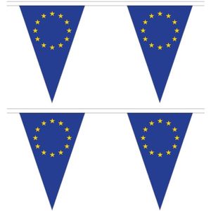 2x stuks polyester vlaggenlijn Europa 5 meter - Landen feestartikelen en versieringen