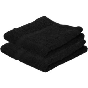 2x Voordelige handdoeken zwart 50 x 100 cm 420 grams - Badkamer textiel badhanddoeken