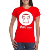Rood Salvador Dali t-shirt maat M - met La Casa de Papel masker voor dames - kostuum