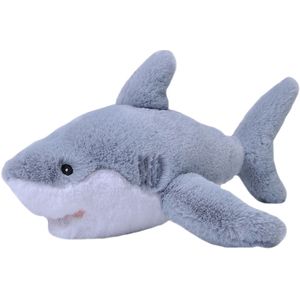 Pluche knuffel dieren Eco-kins witte haai van 30 cm. Wildlife speelgoed knuffelbeesten - Cadeau voor kind/jongens/meisjes