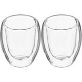 Espressokopjes/koffiekopjes - 4 stuks - dubbelwandig glas - 70 ml