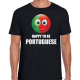 Portugal Happy to be Portuguese landen t-shirt met emoticon - zwart - heren -  Portugal landen shirt met Portugese vlag - EK / WK / Olympische spelen outfit / kleding