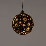 Anna Collection verlichte bal/kerstbal -glas - zwart- D15 cm - LED