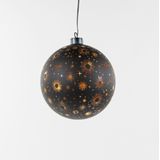Anna Collection verlichte bal/kerstbal -glas - zwart- D15 cm - LED