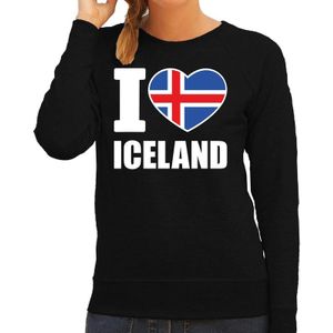 I love Iceland supporter sweater / trui voor dames - zwart - IJsland landen truien - IJslandse fan kleding dames