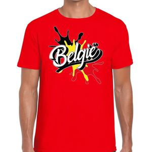 Belgie landen t-shirt spetter rood voor heren - supporter/landen kleding Belgie