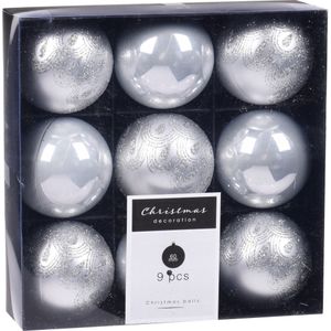 18x Kerstboomversiering luxe kunststof kerstballen zilver 6 cm - Kerstversiering/kerstdecoratie zilver
