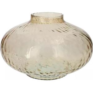 Bloemenvaas Urban - beige transparant glas - D31 x H20 cm - decoratieve vaas - bloemen/takken