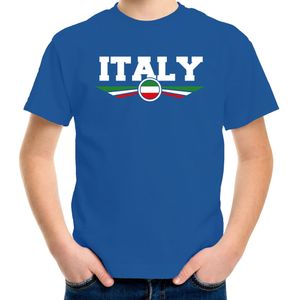 Italie / Italy landen t-shirt met Italiaanse vlag blauw kids - landen shirt / kleding - EK / WK / Olympische spelen outfit