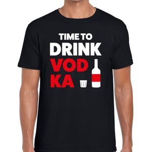 Time to drink Vodka tekst t-shirt zwart voor heren - heren feest t-shirts