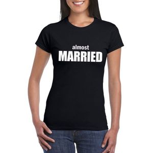 Vrijgezellenfeest Almost Married fun t-shirt zwart voor dames - vrijgezellen shirt