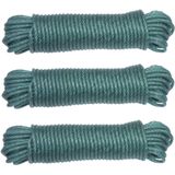 AMIG paracord touw - 3x - 20 meter - D5mm - 110kg - PE/PVC - groen