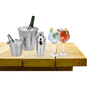 Complete bar set met 4x Gin Tonic cocktailglazen en cocktailshaker