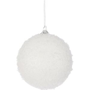 Mica Decorations 1x Witte sneeuw kerstballen/sneeuwballen 8 cm - Kerstboomversiering/kerstversiering/boomversiering