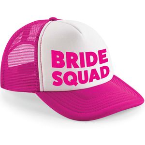 Bellatio Decorations snapback/cap voor dames - Bride Squad - roze/wit - vrijgezellenfeest petjes