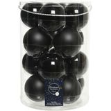 Decoris kerstballen - 16x st 8 cm - incl. glans piek - zwart -glas
