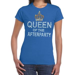 Blauw Queen of the afterparty glitter steentjes t-shirt dames - Officiele Toppers in concert merchandise