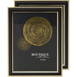 H&amp;S Collection Fotolijstje voor een foto van 15 x 20 cm - 2x - zwart/goud - luxe uitstraling