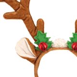 Henbrandt kerst diadeems/haarbanden - 2x - rendier gewei kerstmuts -bruin -30 cm