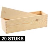 20x Houten wijnkisten/verpakkingen met schuifdeksel 33,5 x 9 x 9,5 cm - Wijnkistjes/wijndoosjes - Relatiegeschenk/geschenkverpakkingen