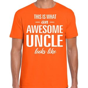 Awesome Uncle - geweldige oom cadeau t-shirt oranje heren - Verjaardag cadeau