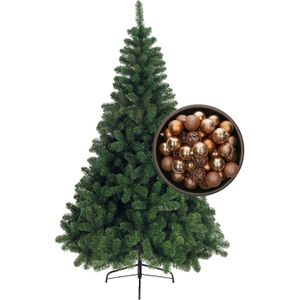 Bellatio Decorations kerstboom H240 cm - met kerstballen camel bruin