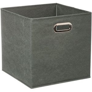 Opbergmand/kastmand 29 liter grijsgroen linnen 31 x 31 x 31 cm - Opbergboxen - Vakkenkast manden