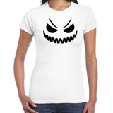 Spook gezicht halloween verkleed t-shirt wit voor dames - horror shirt / kleding / kostuum