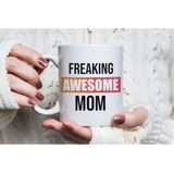 Mama cadeau mok / beker met tekst freaking awesome mom gekleurd kader - kado mokken / bekers - cadeau moeder