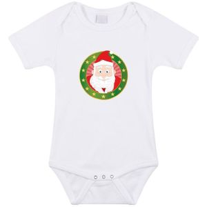 Kerst baby rompertje met kerstman wit jongens en meisjes - Kerstkleding baby