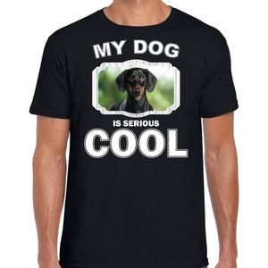 Coole teckel honden t-shirt my dog is serious cool zwart - heren - teckels liefhebber cadeau shirt