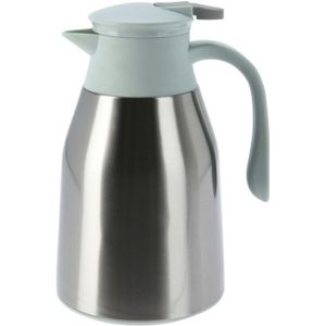 Excellent Houseware Koffiekan thermoskan - 1L - dubbelwandig - kunststof - groen - D14,5 x H26 cm