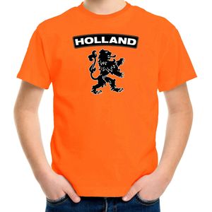 Oranje Holland supporter shirt met zwarte leeuw kinderen - Oranje Holland supporter/ fan kleding