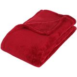 Fleece deken/plaid Rood 130 x 180 cm en een warmwater kruik 2 liter
