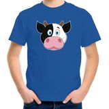 Cartoon koe t-shirt blauw voor jongens en meisjes - Kinderkleding / dieren t-shirts kinderen