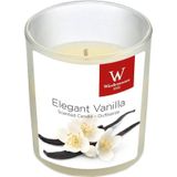 1x Geurkaars vanille in glazen houder 25 branduren - Geurkaarsen vanille geur - Woondecoraties