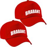 2x stuks Brabant cap/pet rood voor dames en heren - Carnaval baseball cap