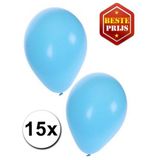 Lichtblauwe party ballonnen 27 cm 15x stuks - Feestartikelen/versiering