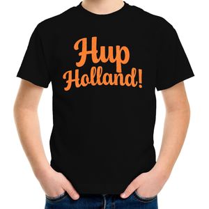 Bellatio Decorations Oranje supporter shirt jongens - Hup Holland - zwart - EK/WK voetbal - Nederland