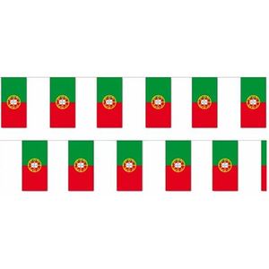 2x Papieren slinger Portugal 4 meter - Portugese vlag - Supporter feestartikelen - Landen decoratie/versiering