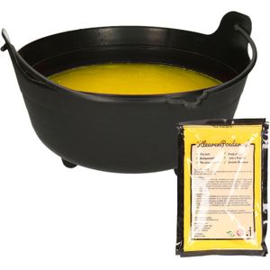 Halloween heksenketel/kookpot met heksensoep - 37 cm - incl. kleurpoeder geel