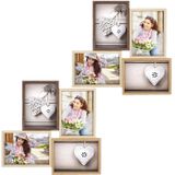 2x stuks multi fotolijst met houten frame met 4 lijstjes geschikt voor een foto van 10 x 15 cm