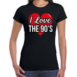 I love 90s verkleed t-shirt zwart voor dames - discoverkleed / party shirt - Cadeau voor een nineties liefhebber