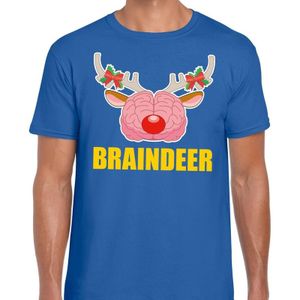 Foute Kerst t-shirt braindeer blauw voor heren