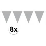 8x vlaggenlijn / slinger zilver 10 meter - totaal 80 meter - slingers