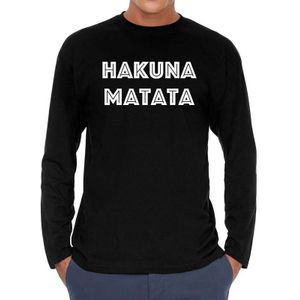 Hakuna matata long sleeve t-shirt zwart heren - zwart Hakuna matata shirt met lange mouwen