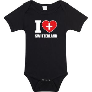 I love Switzerland baby rompertje zwart jongens en meisjes - Kraamcadeau - Babykleding - Zwitserland landen romper