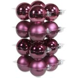 16x stuks kerstversiering kerstballen cherry roze (heather) van glas - 8 cm - mat/glans - Kerstboomversiering