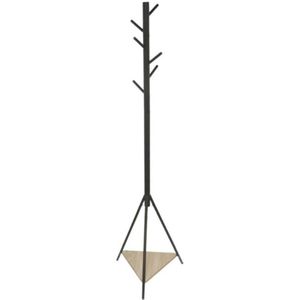 Gerimport - kapstok - zwart - metaal - staand - 6 haken op verschillende hoogtes - 180 cm